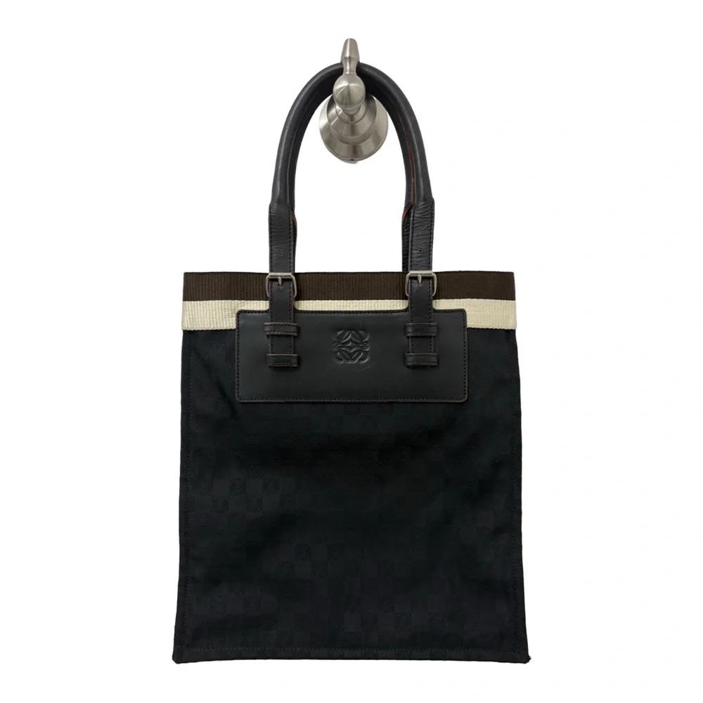 Loewe A4 Canvas Anagram Tote Bag Black Brown Cream